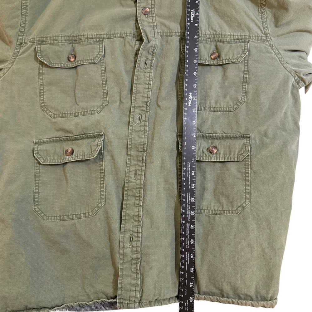 Aeropostale Men's Hooded Shacket Jacket Olive Flannel Lined Quilted Size 2X - Picture 7 of 8